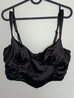 Better Be Black Satin Longline Bustier Top